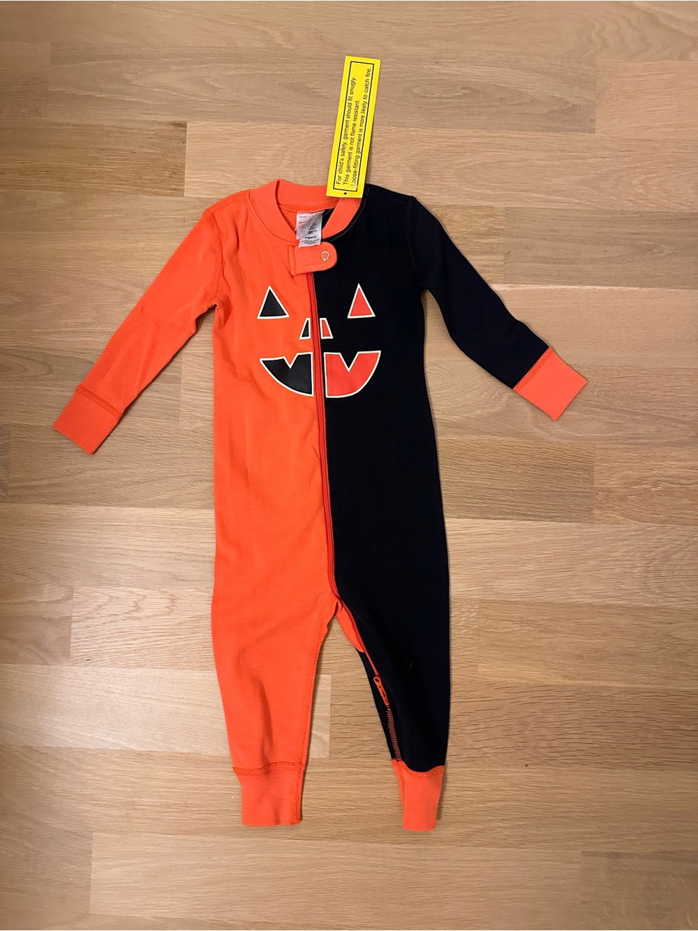 Hanna Andersson Orange & Black Pumpkin Face One-Piece